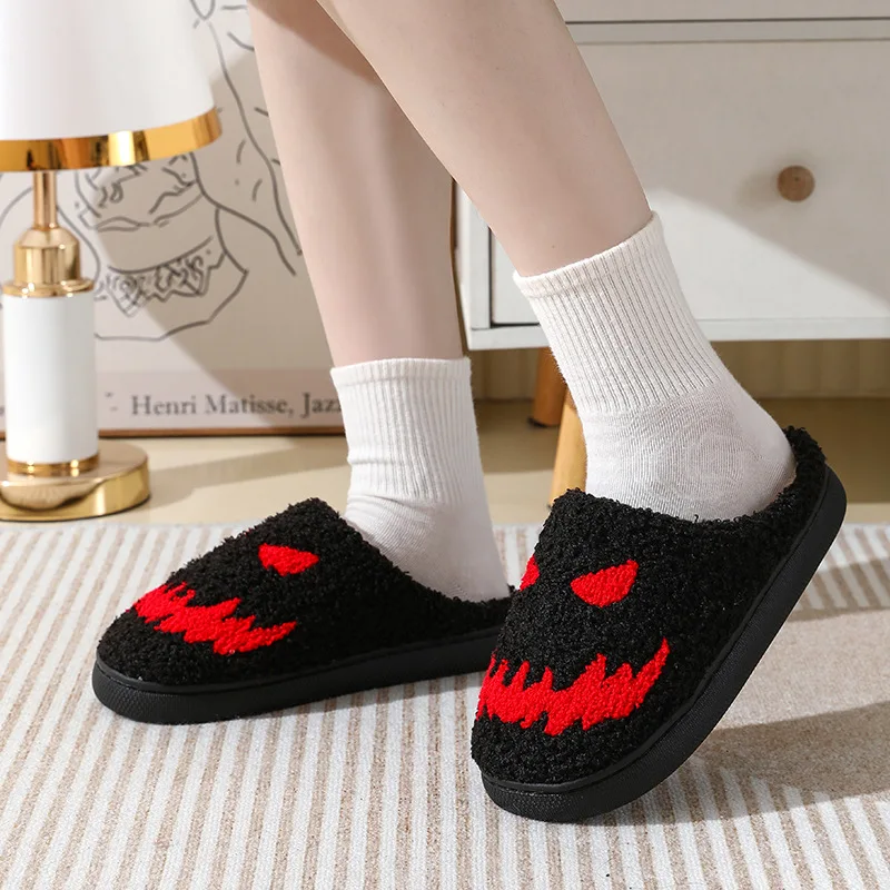 New Halloween Ghost Eyes Slipper Cartoon Funny Hand Flat Indoor House Shoes for Women Men Soft Plush Fashion Halloween Gifts