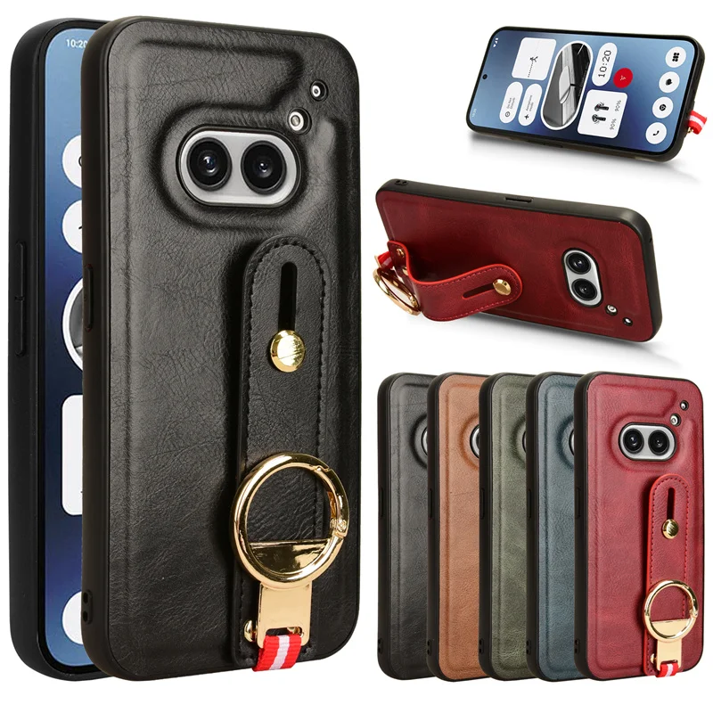 For Nothing Phone 2A New Anti-Shock Business Leather Wristband Cover Case For Nothing Phone 2a Non-Slip Protective Case