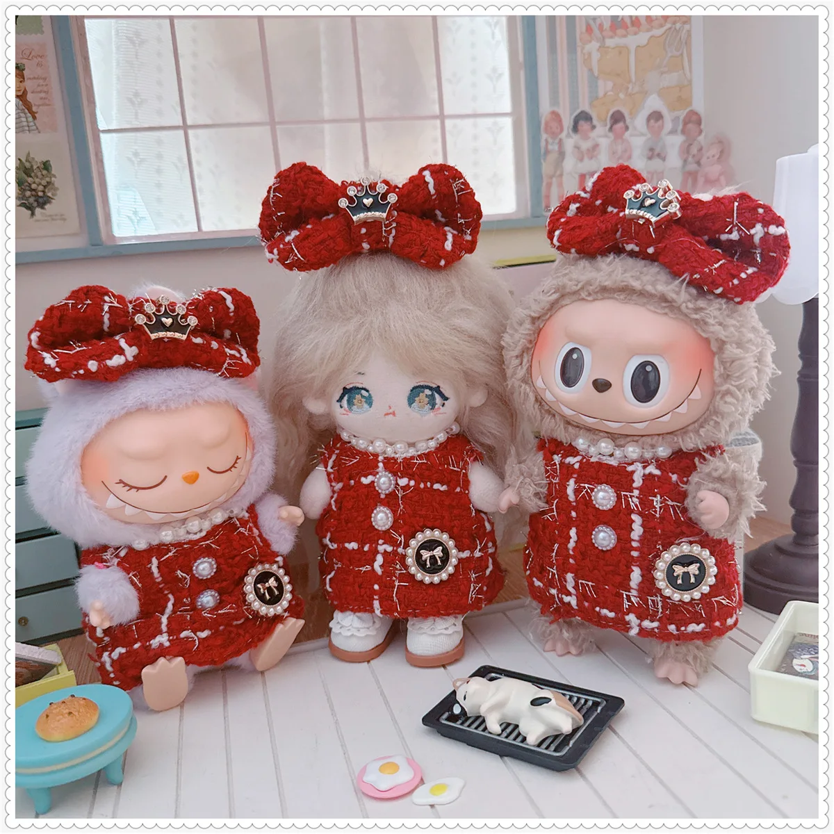 

10cm Cartoon Plush Doll Clothes Sweet Girls Fragrant Wind Style Idol Doll Clothes Kawaii Soft Kids Toys for Small Doll Clothes