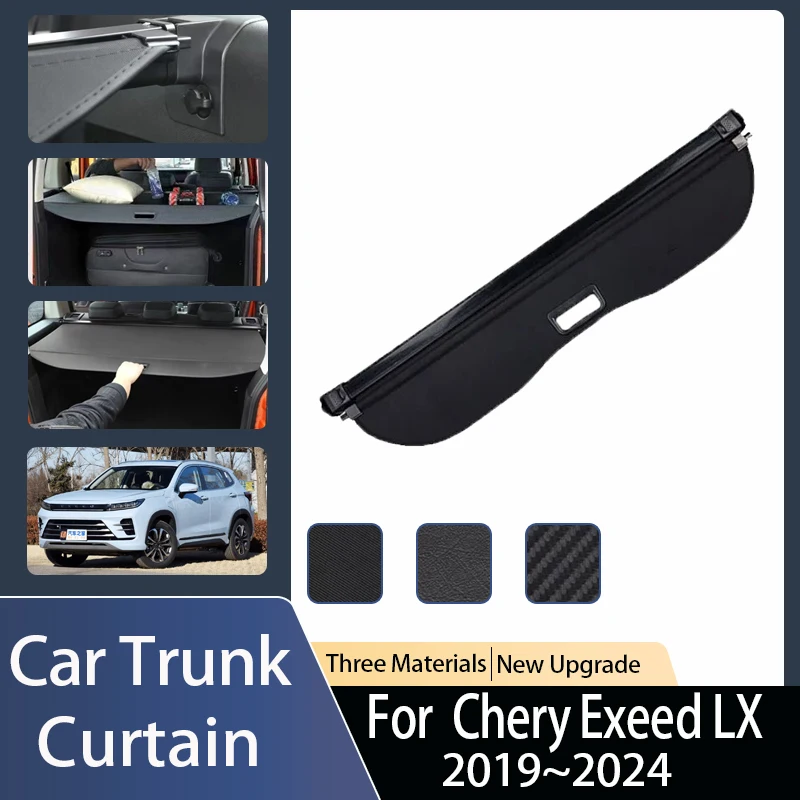 

Car Rear Trunk Curtain Covers For Chery Exeed LX 2019~2024 Black Trunk Luggage Racks Partitions Security Shades Auto Accessories