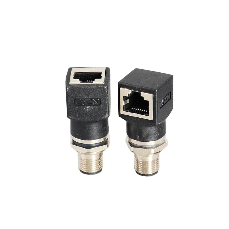 Ekstensi adaptor Ethernet M12 ke RJ45 4 coreD 8 core A x konektor Gigabit garis pengodean kabel jaringan ke laki-laki perempuan Soket inSet