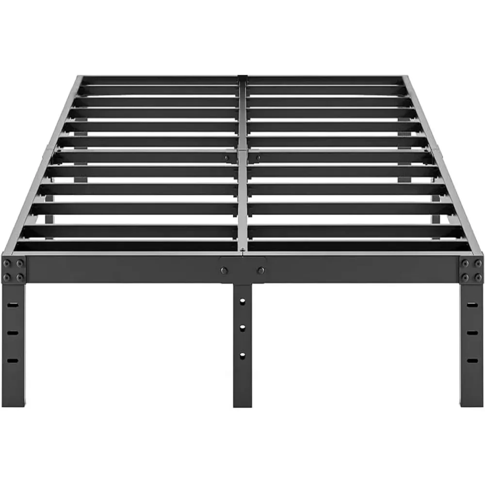 

Metal bedstead - black basic steel plate platform, easy to assemble, heavy and noiseless, without spring mattress