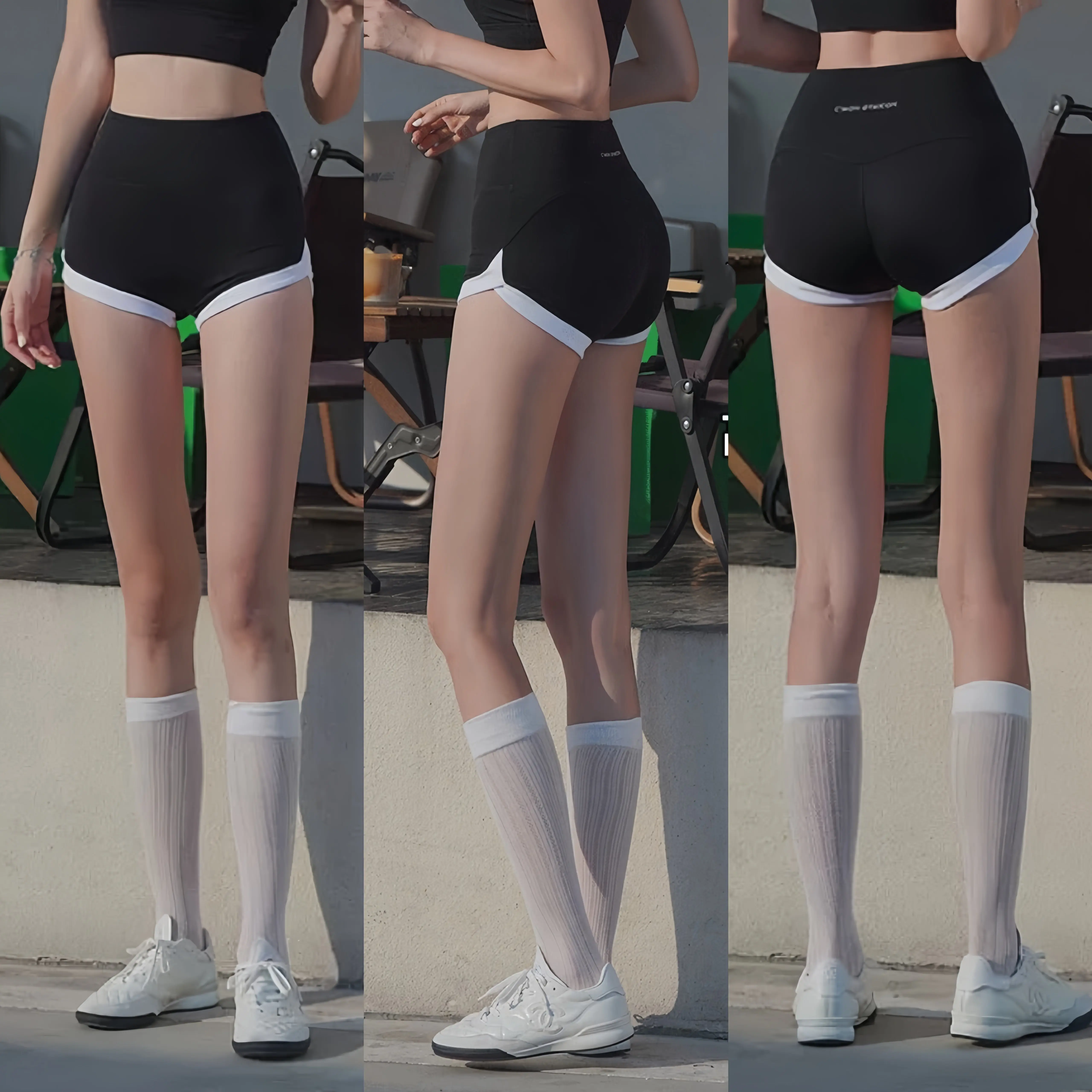 

Women's High Waisted Color Blocked Sports Shorts for Fitness, Summer Hip Lifting, Quick Drying Yoga Shorts, Breathable, Casual