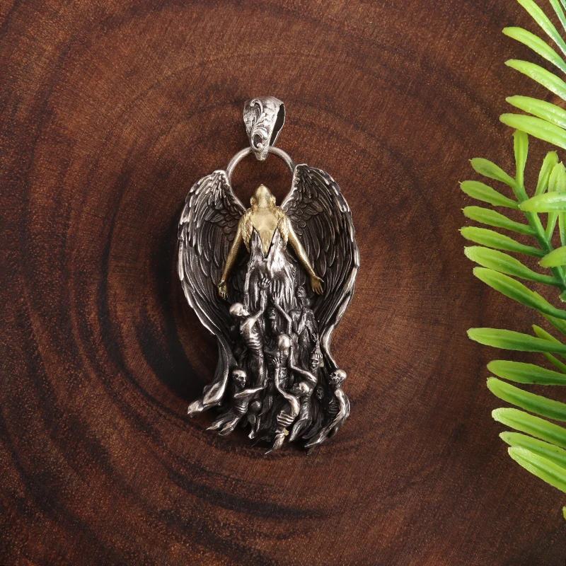 Creativity Mother of Purgatory Demons Pendant Wing Angel Goddess Pendant Necklace for Men Trend Punk Gothic Women Jewelry image 3
