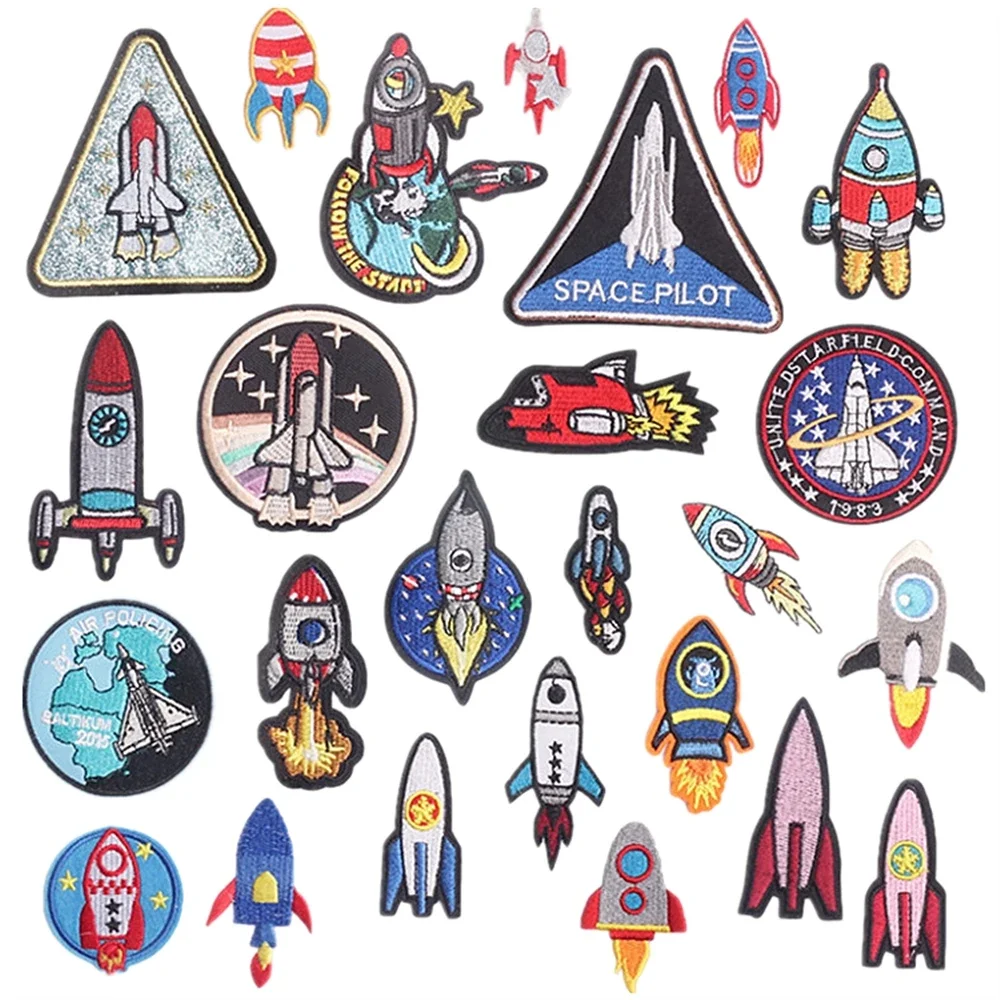 Patch brodé en vrac, 50 pièces, patchs à repasser pour vêtements, autocollants fusée pour vêtements, couture, adhésif thermique, Applique Fusible