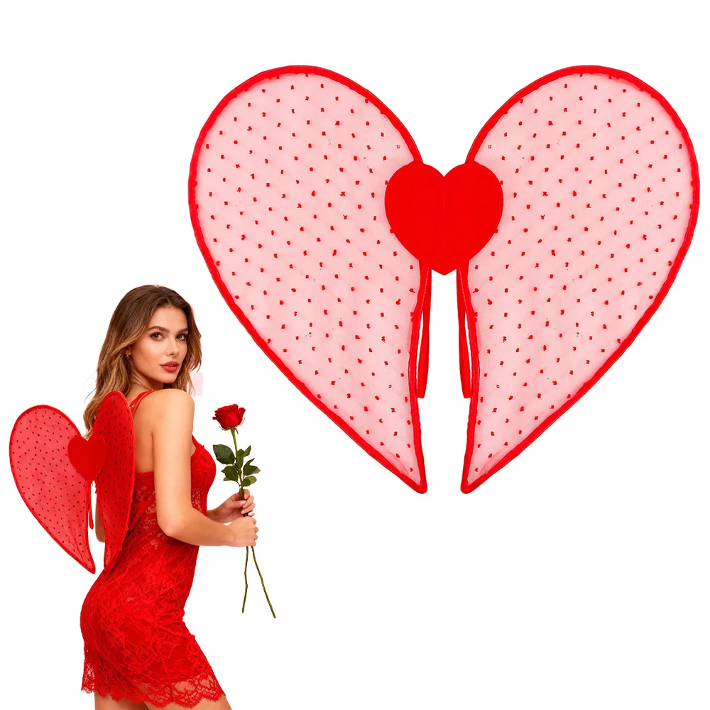

Valentine’s Day Angel Wings Costume Heart Shaped Fairy Wings Cosplay Props for For Adults and Kids