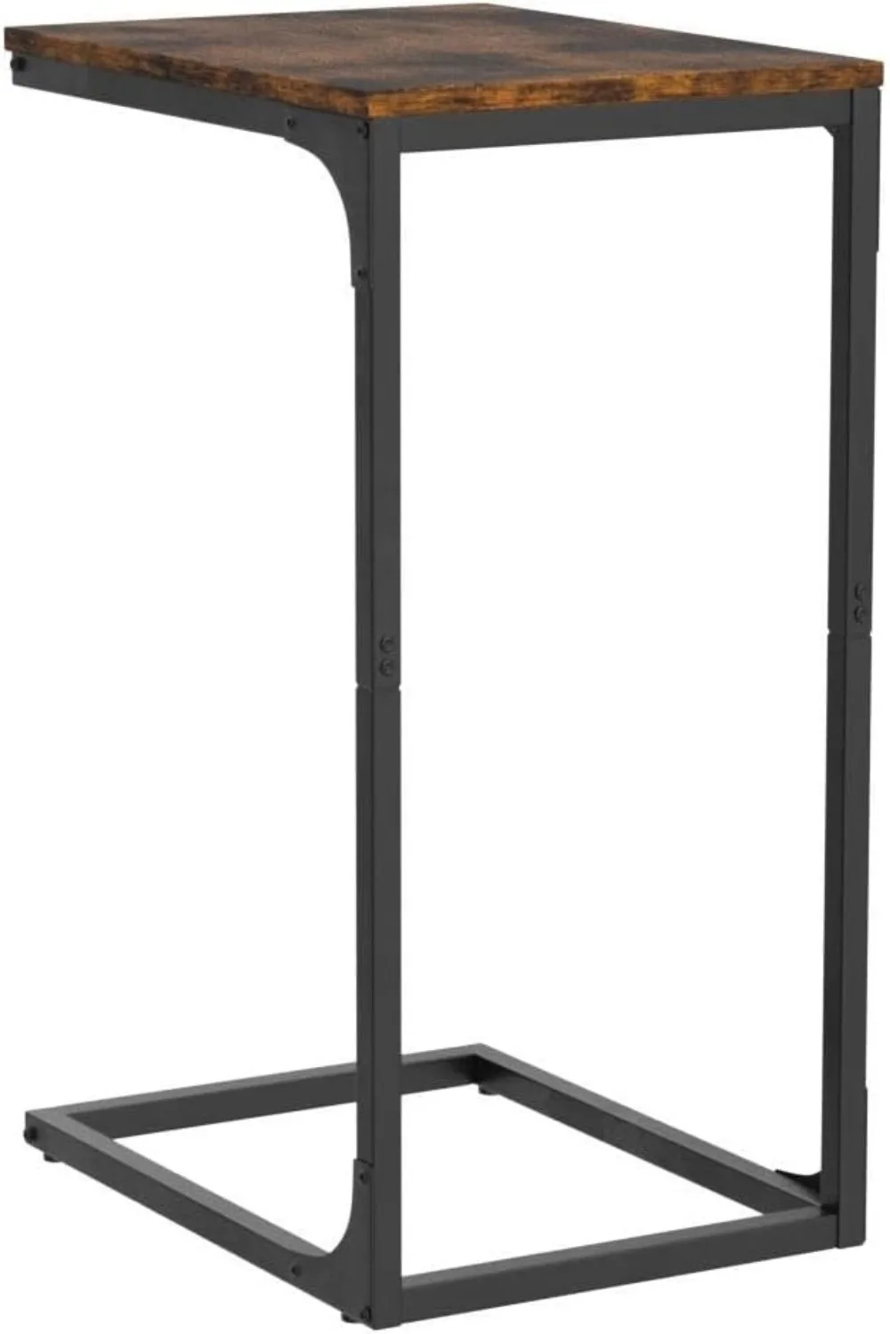 ชุดโต๊ะข้างรูปตัว C 2 ชิ้น โต๊ะข้างโซฟาทรงเพรียวบางพร้อมโครงโลหะสำหรับห้องนั่งเล่นและห้องนอนในสีน้ำตาลชนบท