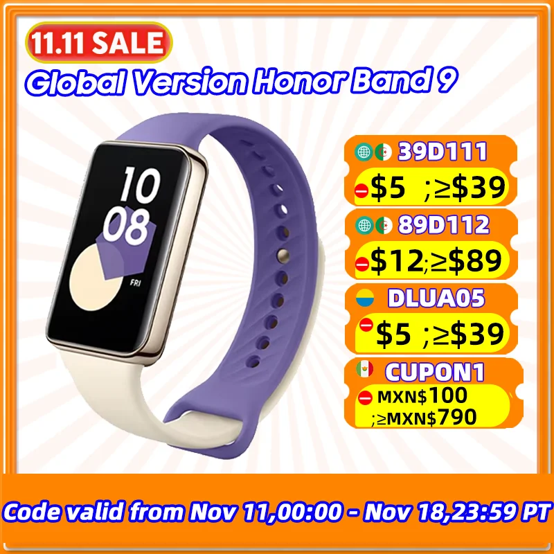 Global Version Honor Band 9 Smart Bracelet 9 1.57''AMOLED Display Heart Rate Monitor Smartband 5ATMResistance 14Days BatteryLife