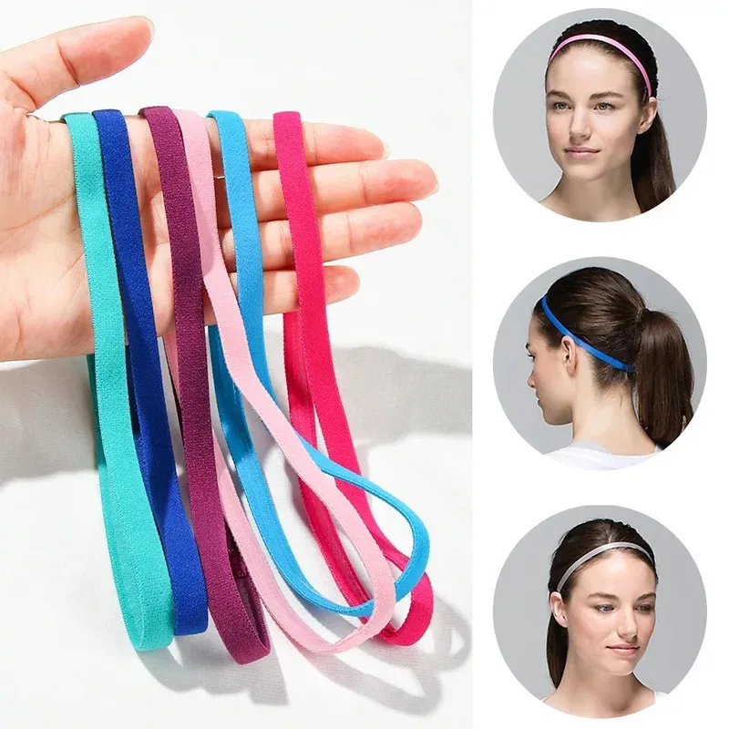 

6/1pcs Thin Elastic Headband Candy Color Gym Sport Anti-slip Head Wrap Yoga Hair Bands Rubber Stretch Sweatband Hair Accessories