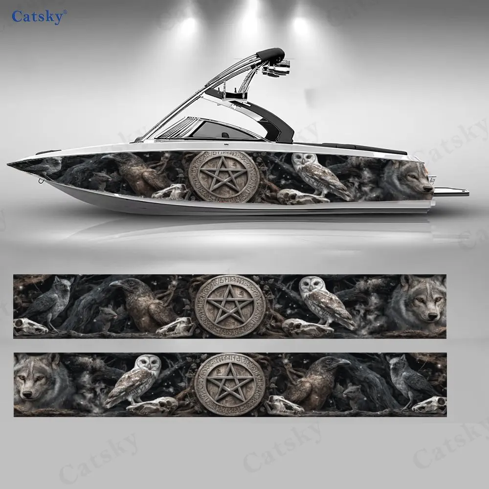 

Наклейки с изображением совы и рун, водонепроницаемые виниловые наклейки из ПВХ для рыболовных лодок, прочные и стильные.