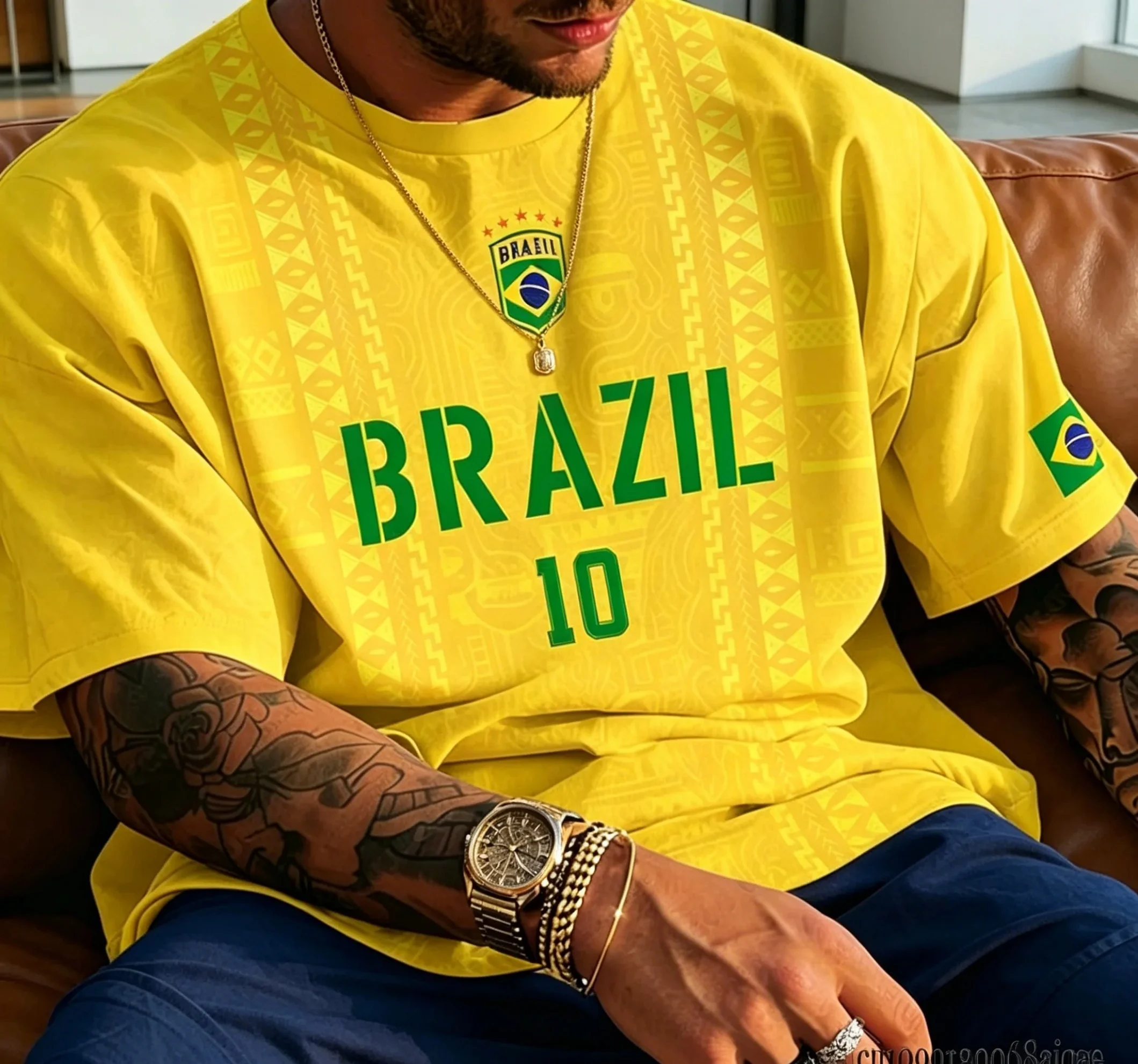 Retro Soccer Jersey Yellow Green Sport Fan Set Clothes Women's Tshirt Unisex Tee Top Short Sleeve Quick Drying Men's T Shirt