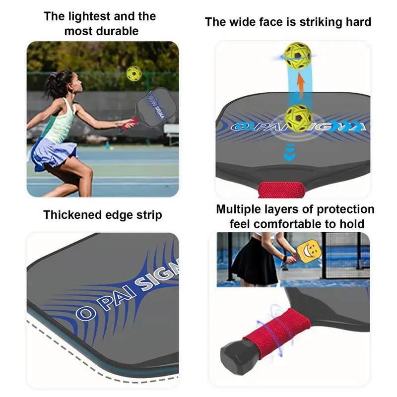 Pickle Ball Paddle 2pcs High Elastic Widened Pickelball Set Sports Ball Rackets Pickle Ball Paddle Set With Anti-Slip Handle For