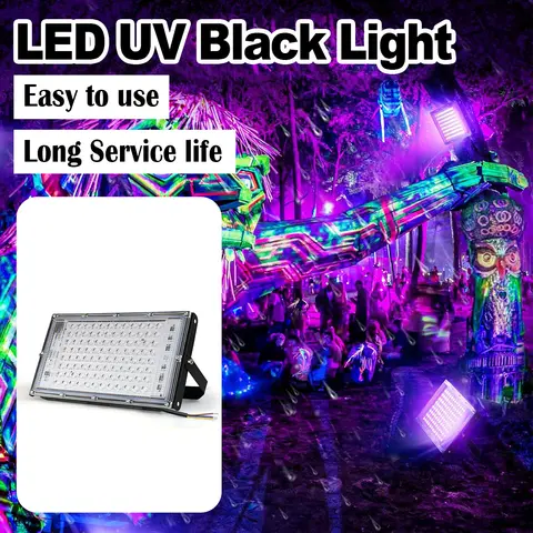 LED UV projecteur 50W 100W 395nm UV plug 240V scène lumière noire lumière 400nm lampe germicide ampoule bar Salle extérieure