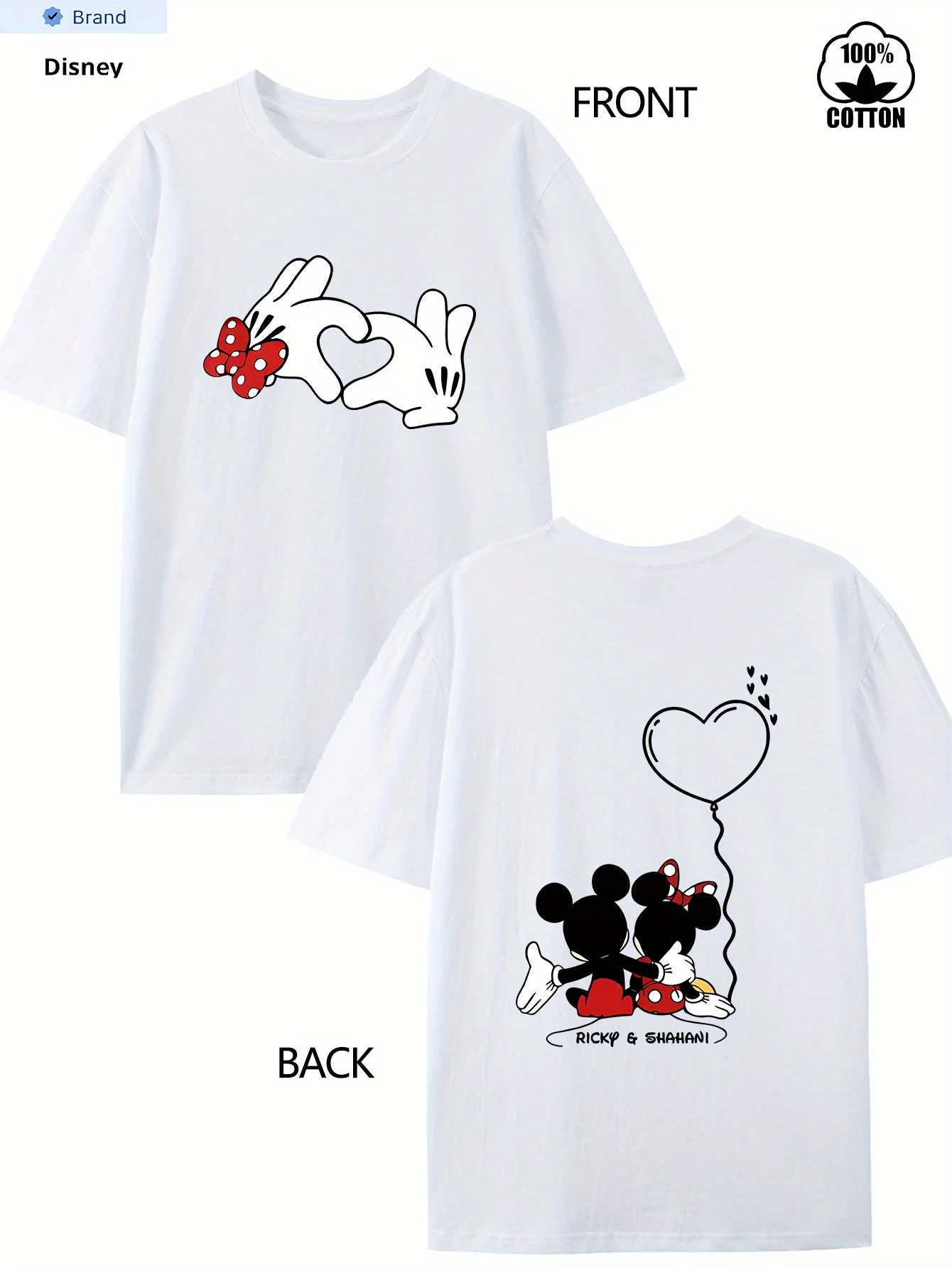 

2025 Disney Pattern Printed Women's Casual Comfortable Unique Smiling Face Black Round Neck Short Sleeve T-shirt