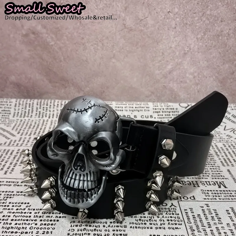 القوطية الشرير Y2K فتاة صبي الرجال والنساء برشام حزام الشارع الشهير الجاز أحزمة الجينز مهرجان الموسيقى الهيب هوب Steampunk سبايك حزام الخصر