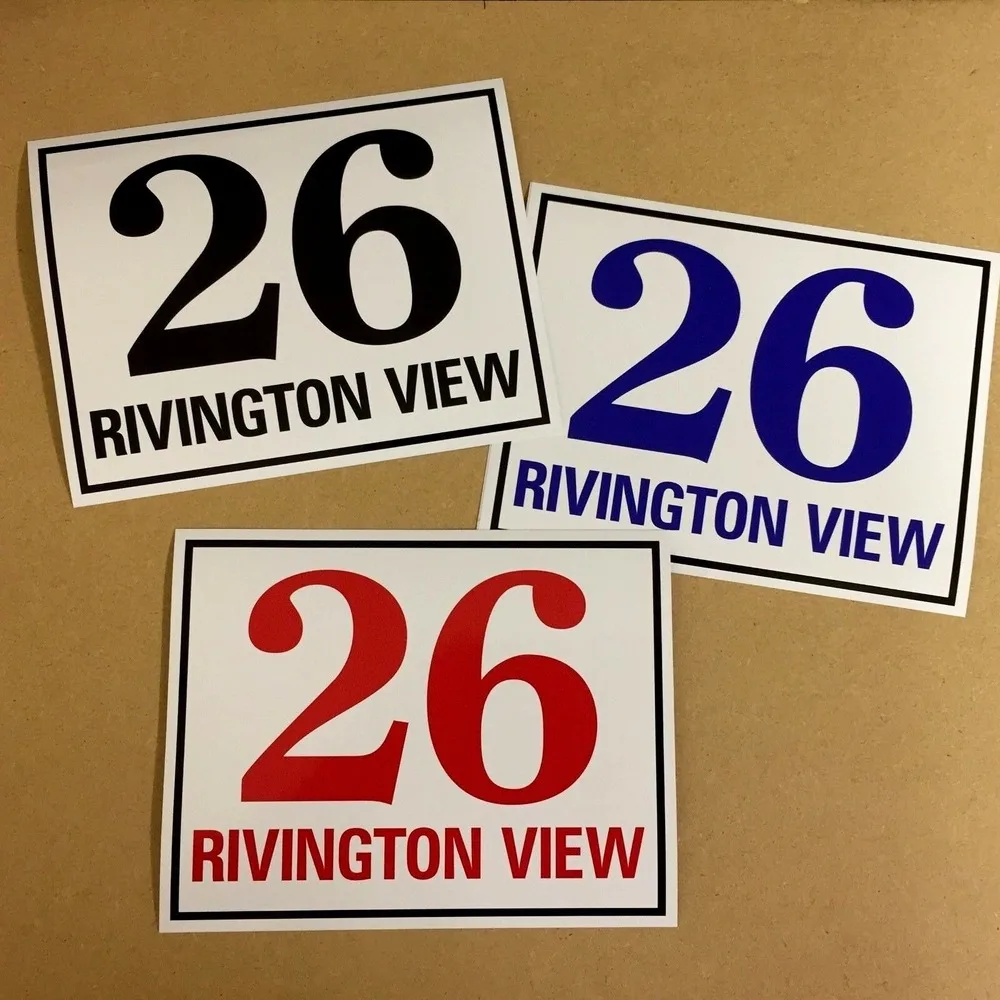 Customized WHEELIE BIN NUMBERS HOUSE ROAD STREET NAME RED BLUE BLACK Stickers Set of 3