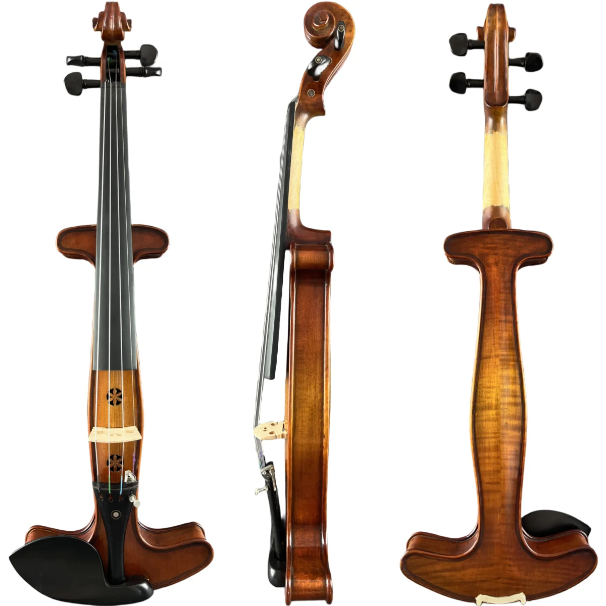 Mute violin, handmade natural tiger pattern violin