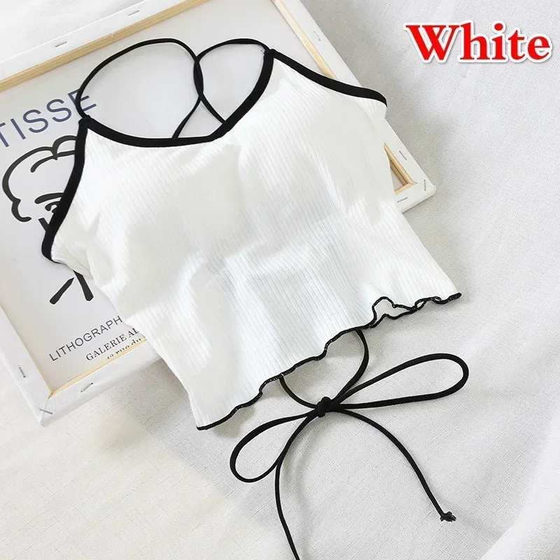 Comfortable Summer Harness Vest Solid Color Wireless Wrap Chest Bralette Gathered Anti‑Emptied Anti‑Roll‑Up Inner & Outer Wear