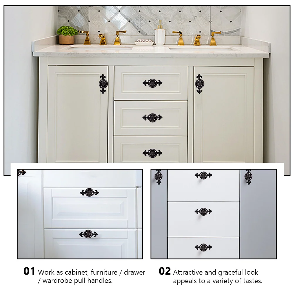 

4Pcs Zinc Alloy Cabinet Pull Bars Ceramic Drawer Knobs Durable Furniture Wardrobe Door Handles Cabinet Pull Bar