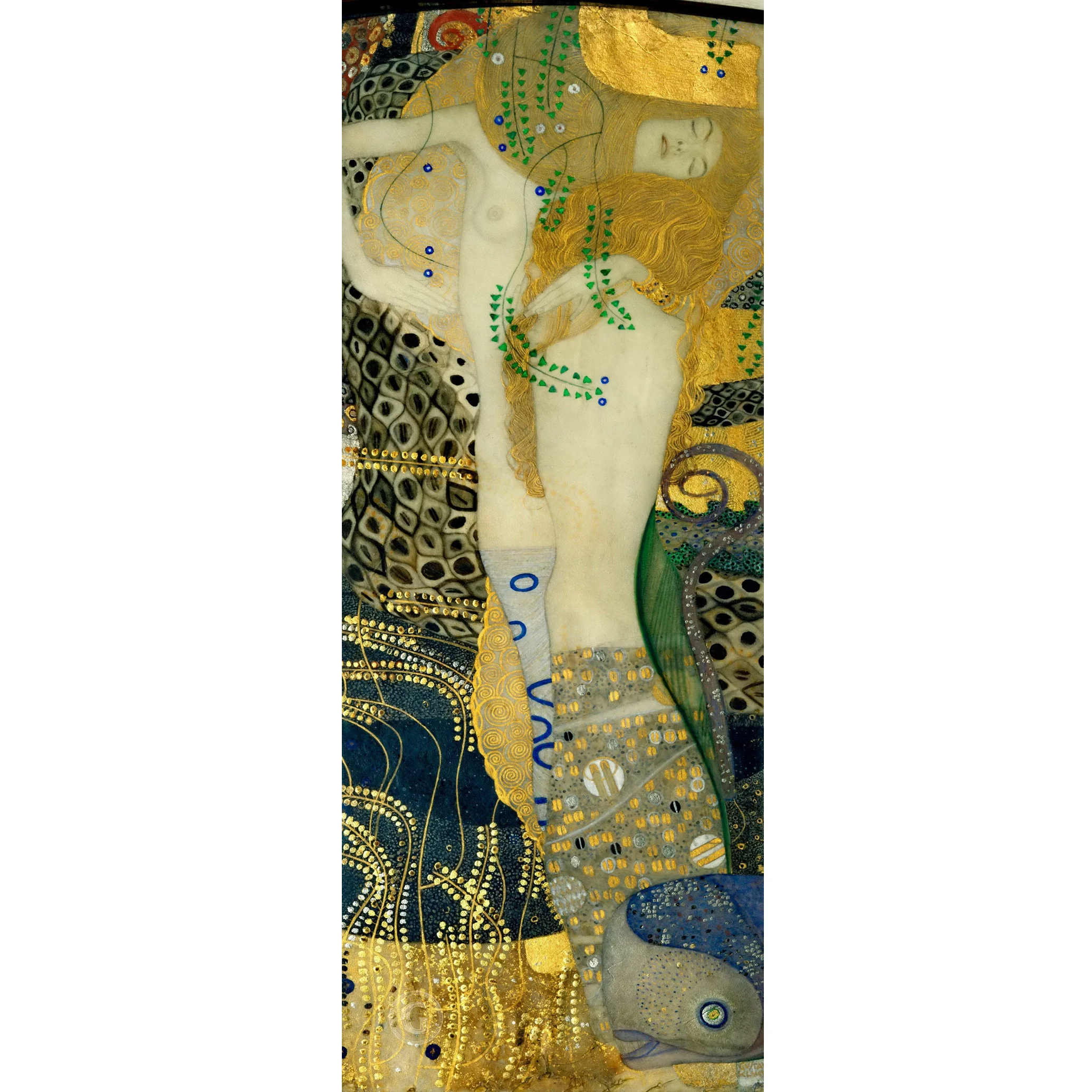 Hand painted high quality reproduction of Water snakes I by Gustav Klimt Famous painting replica Modern wall decorative picture