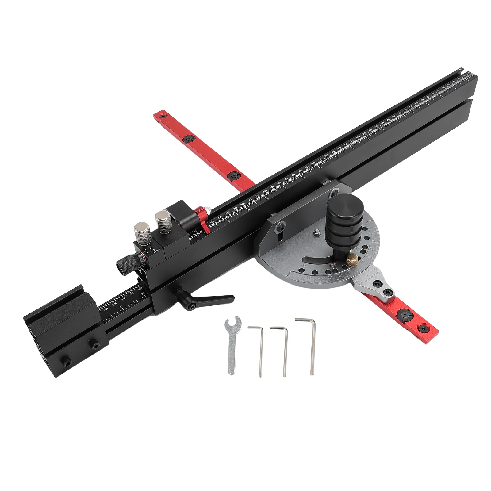 

Expandable Miter Fence Fast Zero Calibration Table Saw Miter Gauge Inch and Mm Scales for Router Table for 3/8x3/4 Inch T Slot