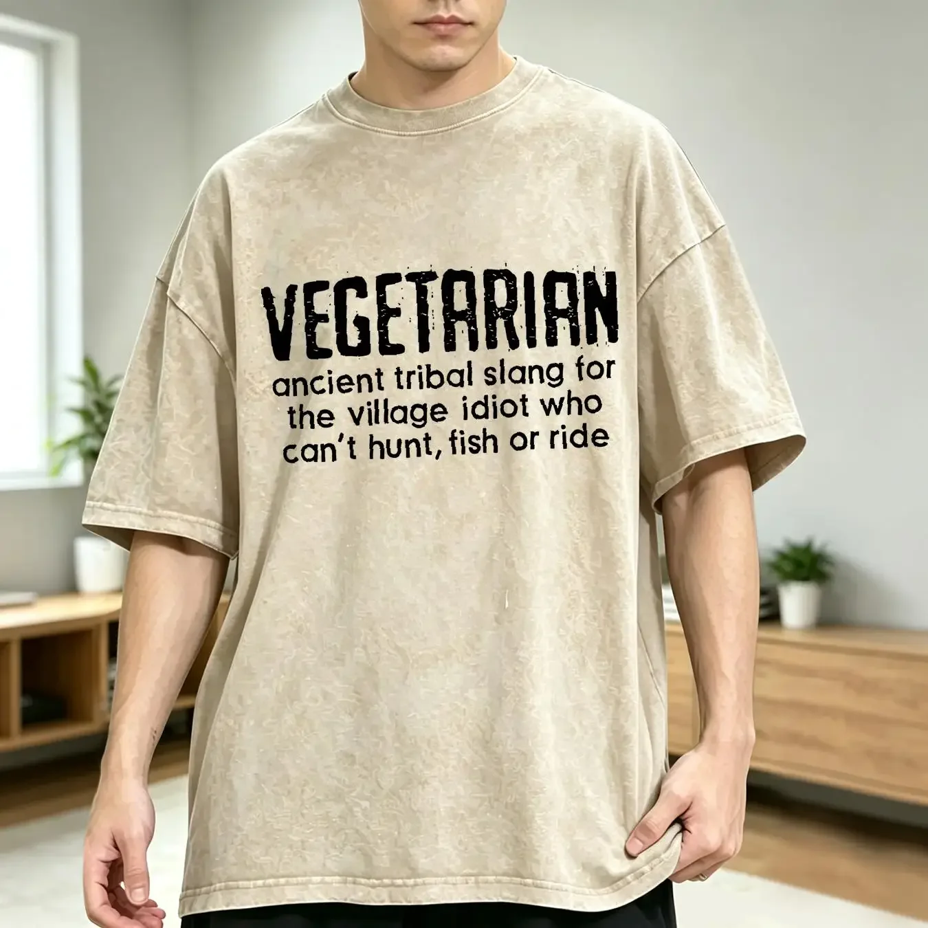 washed T Shirt Vegetarian Funny Definition Humorous Foodie Anti vintage Washed Unisex Comfortable fashion Casual streetwear