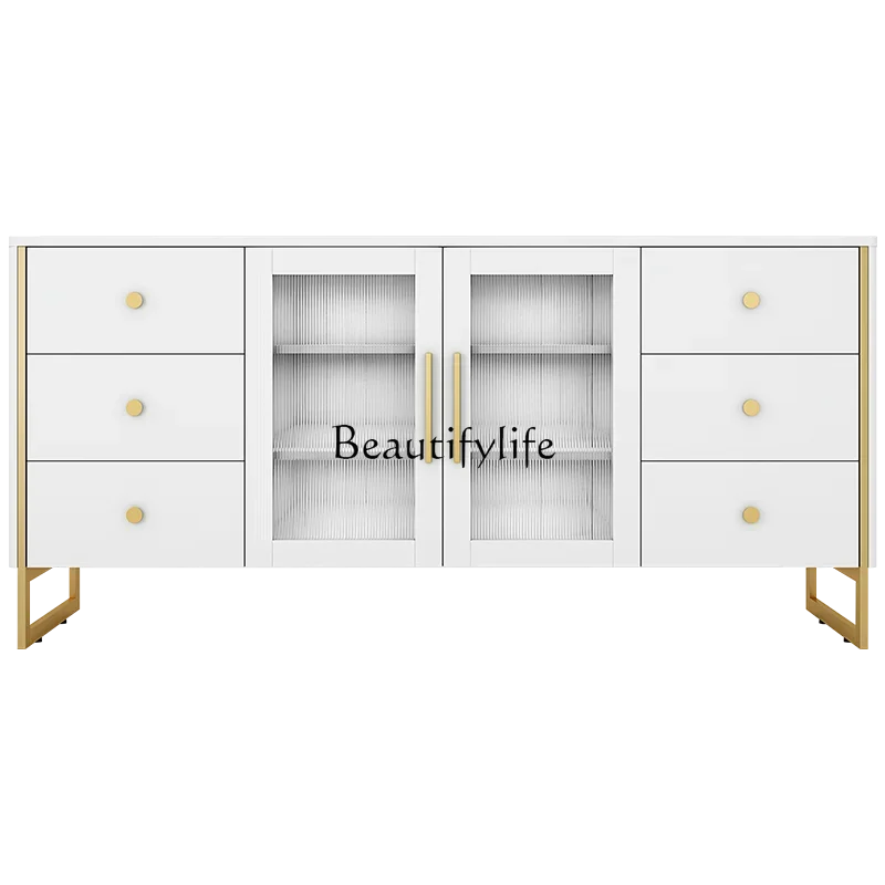 N Light Luxury Sideboard Cabinet Simple Living Room Storage Entrance Cabinet Nordic Restaurant Tea Storage Cabinet