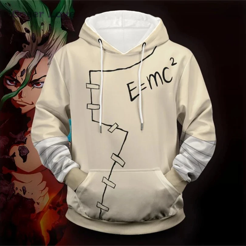 Anime Stone Ishigami Senku Hoodies Jacket Sweater Halloween Clothing Cosplay Costume