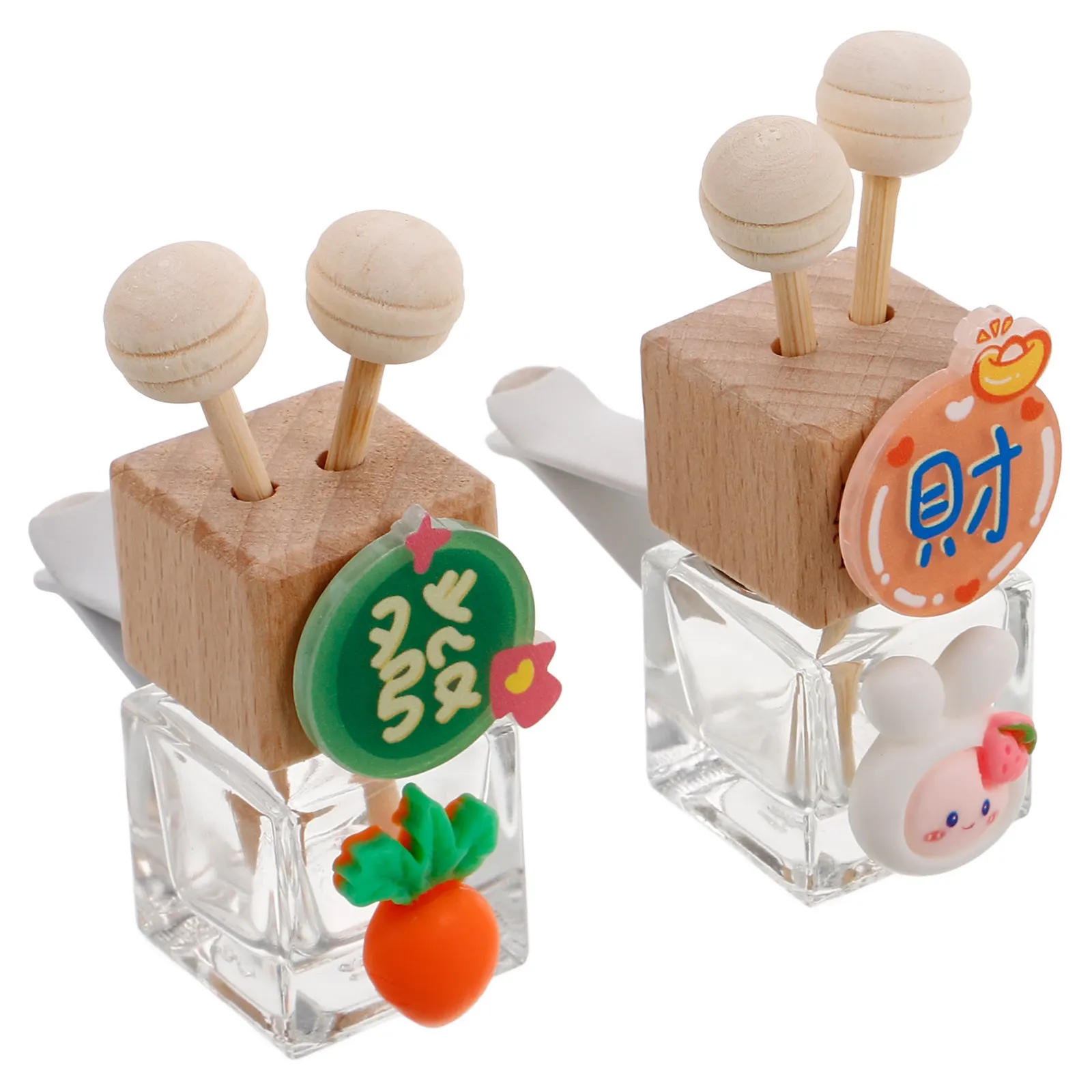 2Pcs Car Essential Oil Diffuser Glass Bottle Refillable Vent Clip Car Aromatherapy Air Freshener Perfume Decoration