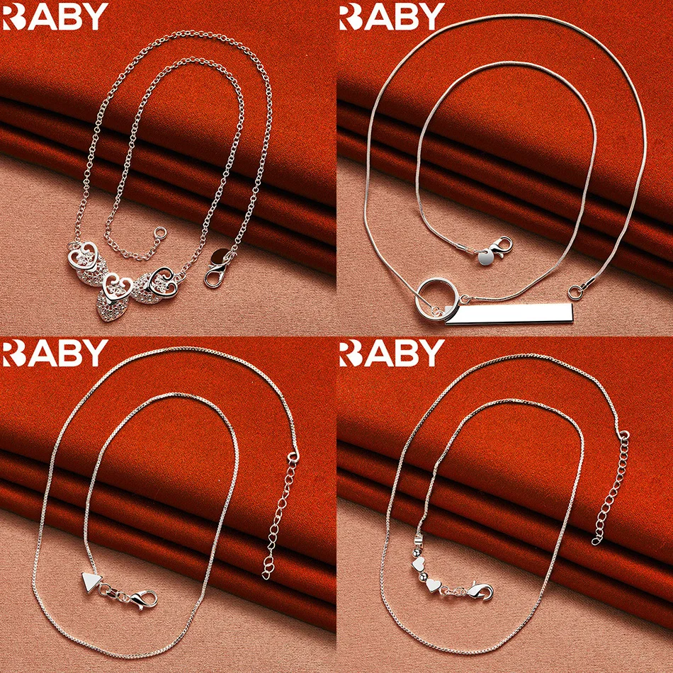 

URBABY 925 Sterling Silver 45cm Geometric Necklace For Women Men Charm Trend Birthday Gifts Fashion Party