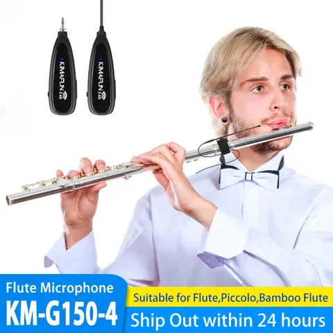 KIMAFUN 2.4G 미니 무선 플루트 마이크 플루트 연주자 용 무 지향성 콘덴서 악기 마이크