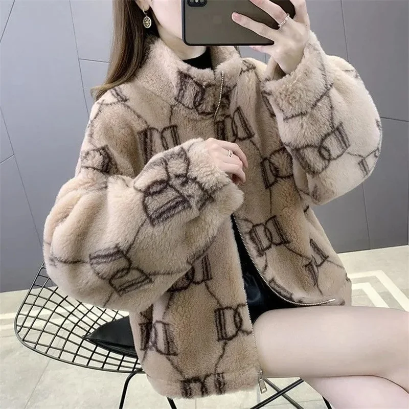 Shearing Jacket Women's 2023 New Style Waichuan Winter Loose Outerwear Female Hooded Fur-Fur Integration Lamb Wool Coat Girl Top