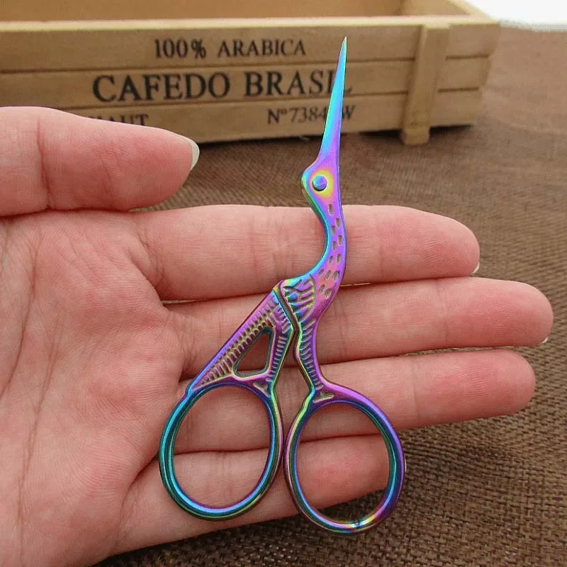 Embroidery Scissors Rainbow Stork Scissors Stainless Steel Small Craft Scissors Dressmaker Shears for Embroidery Sewing