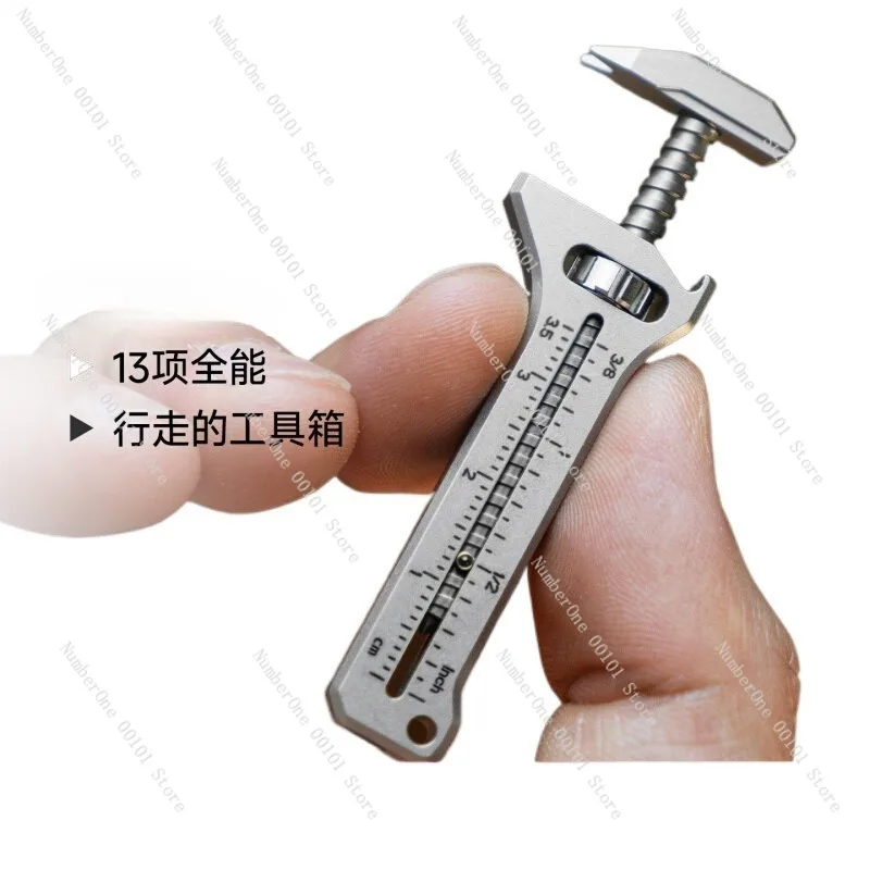 Titanium Alloy Mini Adjustable Wrench Keychain Multifunction EDC Caliper Tool Pendant Portable Pocket Repair Spanner Lightweight