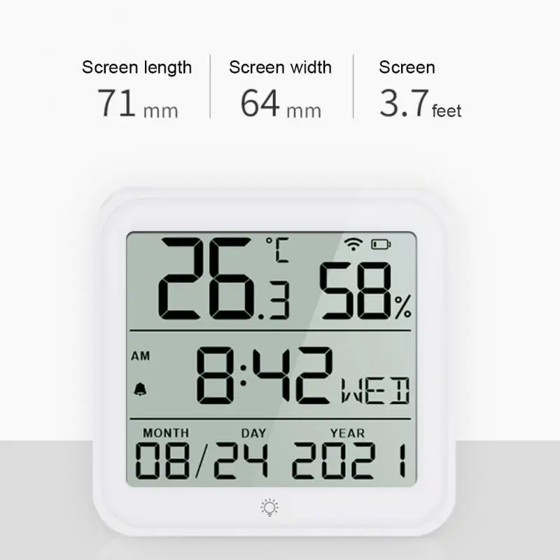 1/2PCS Tuya Smart Home WiFi Temperature Humidity Sensor Smart Life Indoor Thermometer 24 Hours Clock Sensors for Alexa