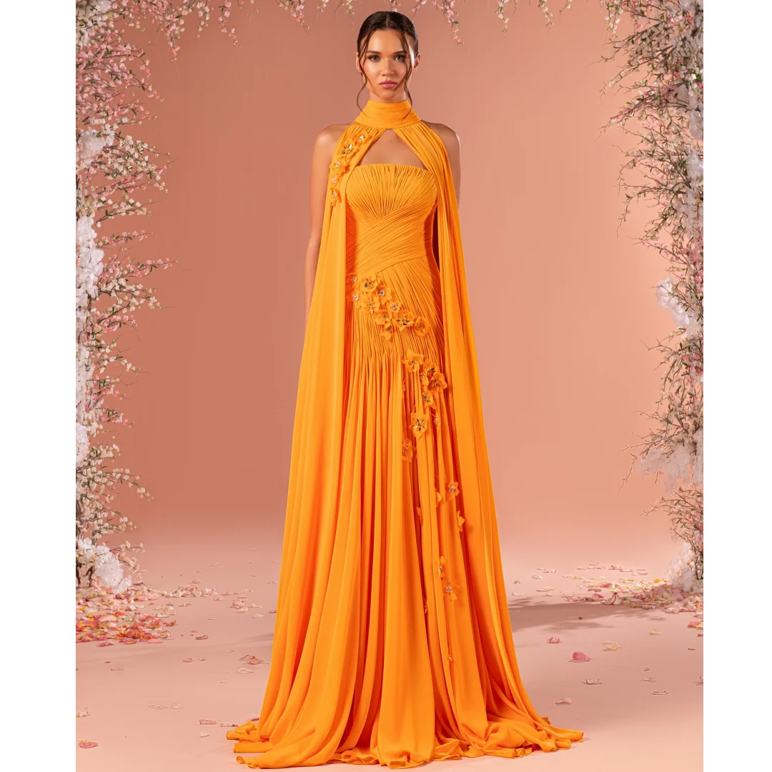 

A Line Prom Dresses Customized Flowers Pleat Wedding Party Gown Sleeveless Elegant robes de soirée Formal Evening Dress