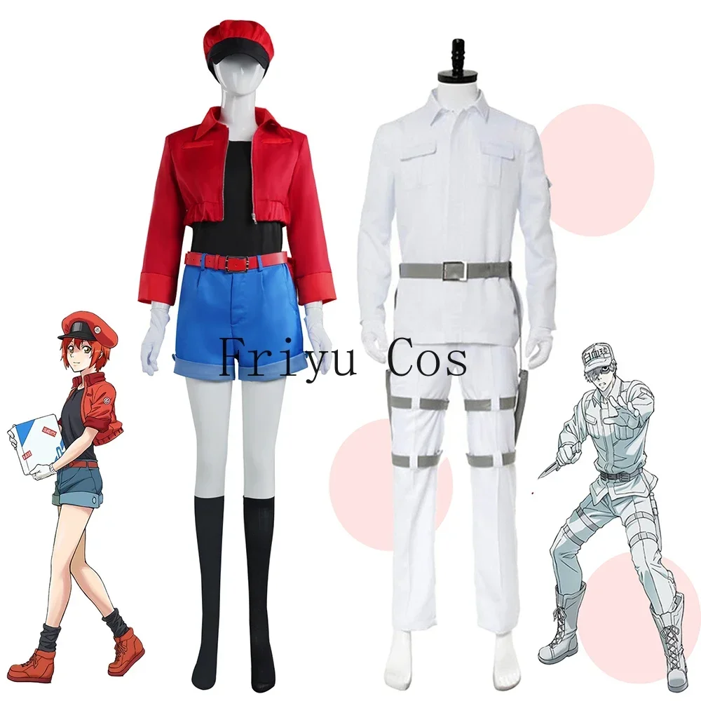 Аниме Cells At Work White Blood Cell Red Blood Cell Косплей Костюм Мужская Униформа Костюм Женское Пальто Шорты Костюм на Хэллоуин