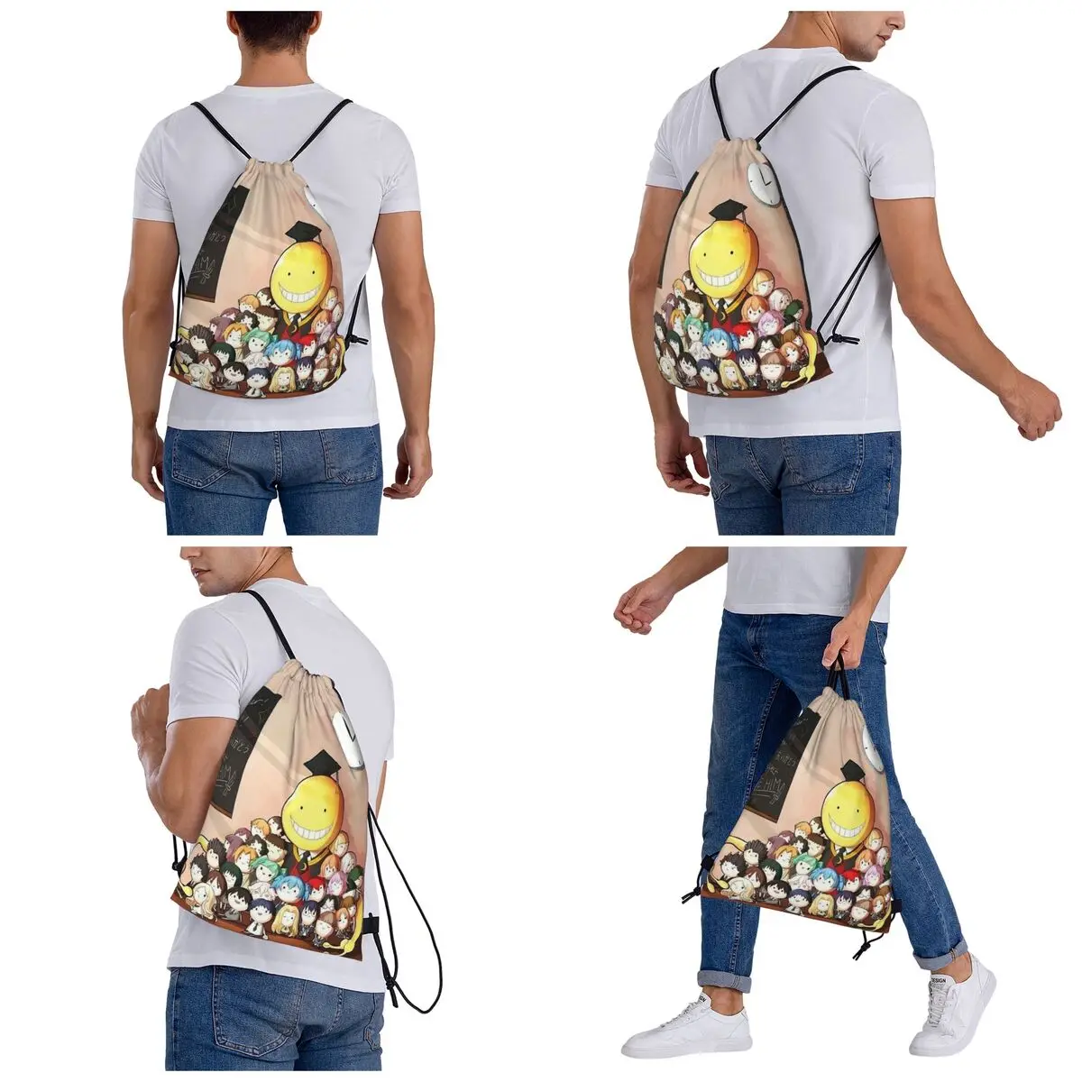 Assassination Classroom Octopus Koro Sensei Backpacks Multi-function Drawstring Bundle Pocket Sports Bag Book Bags for Travel
