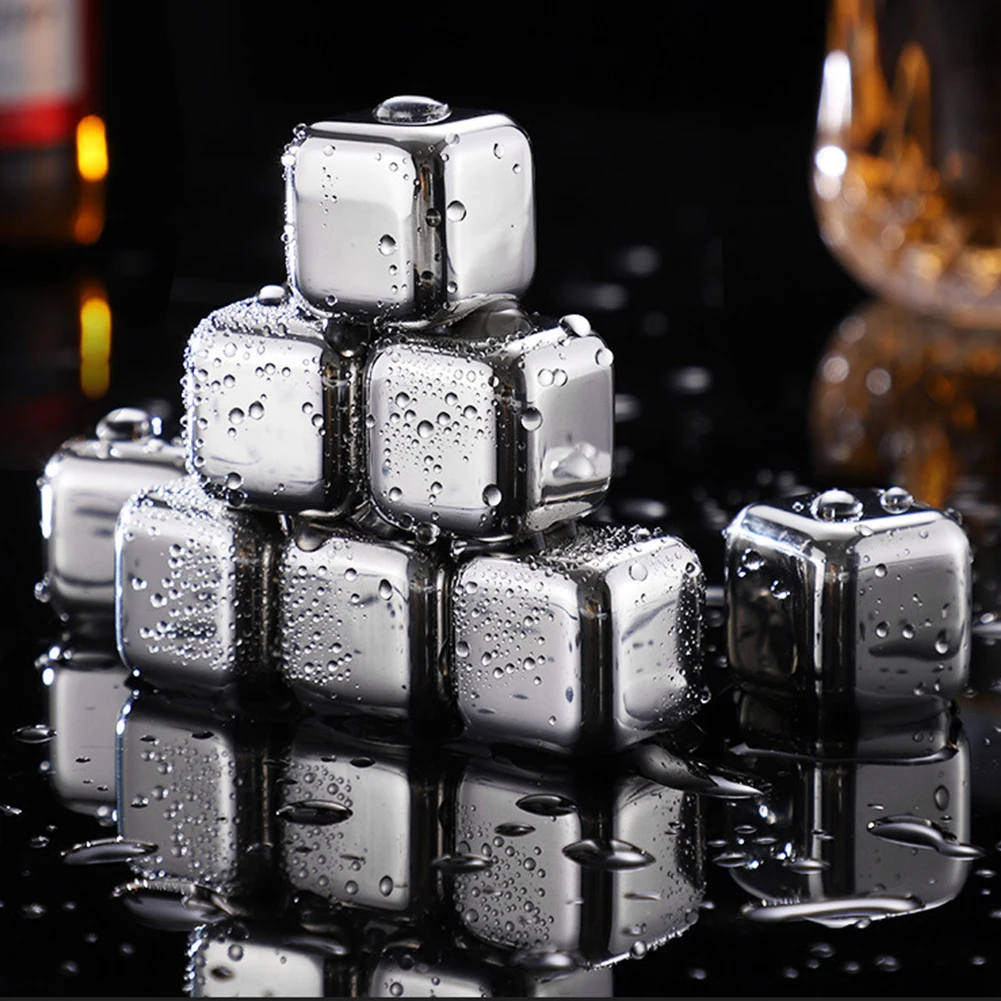 Stainless Steel Ice Block Reusable Chilling Stones For Whiskey Wine Drink Cooling Cube Chilling Rock Party Bar Tool         New