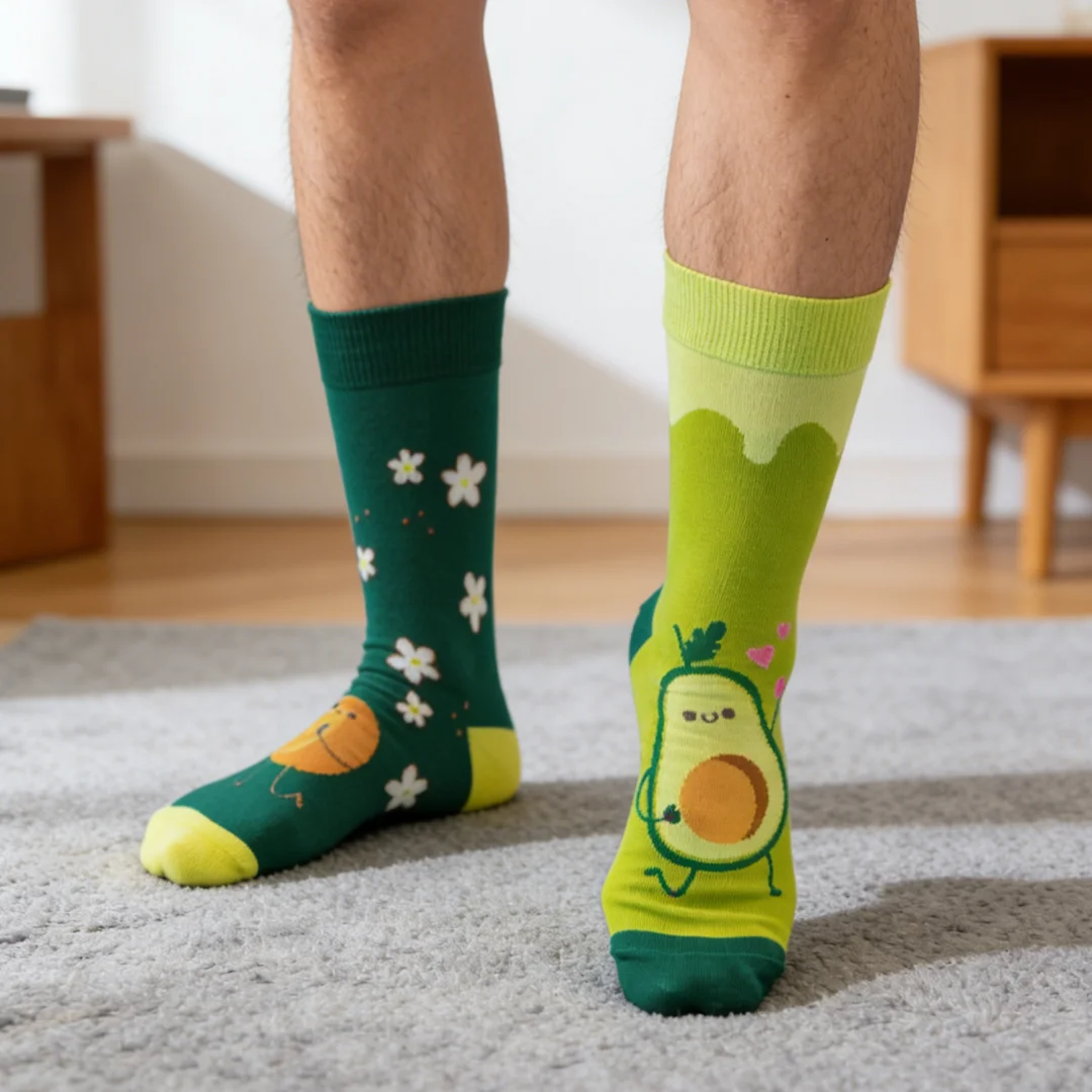 

1 Pair of Personalized AB Design, Featuring Fresh Avocado Pattern, Trendy and stylish, Perfect For Year-round Wear