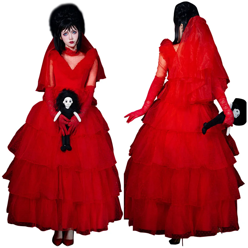 Lydia Astrid Red Suit Dress Beetle Bride Cosplay Costume Halloween Outfit Roleplay Uniform Outfits Halloween Carnival Party Gift