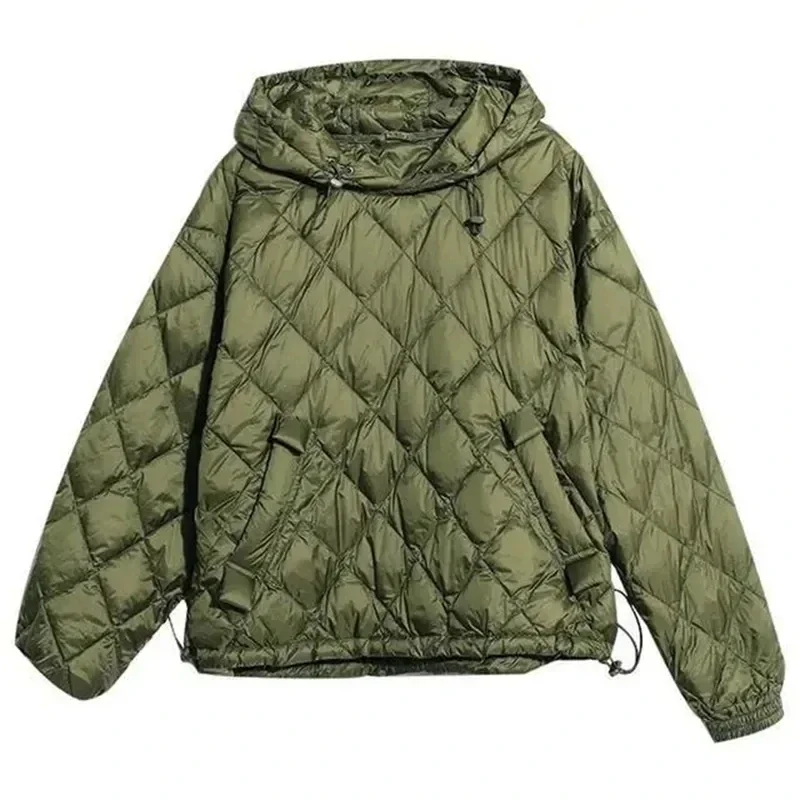 

Women's Japanese Quilted Cotton Keep Warm Cotton-Padded Jacket Autumn And winter New Female Coat Hooded Long-Sleeved Coat Green