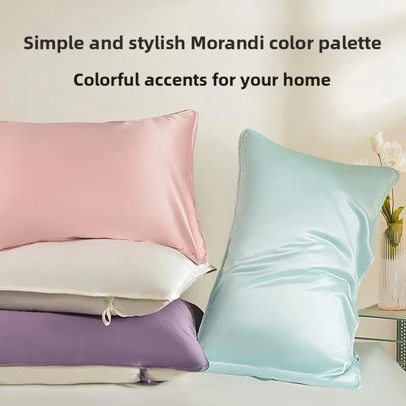 Ice Silk Pillowcase Summer Cool Sensation Single Person Tie-On Durable Polyester Fiber Quilt Cover Separate Layer Pillow Core