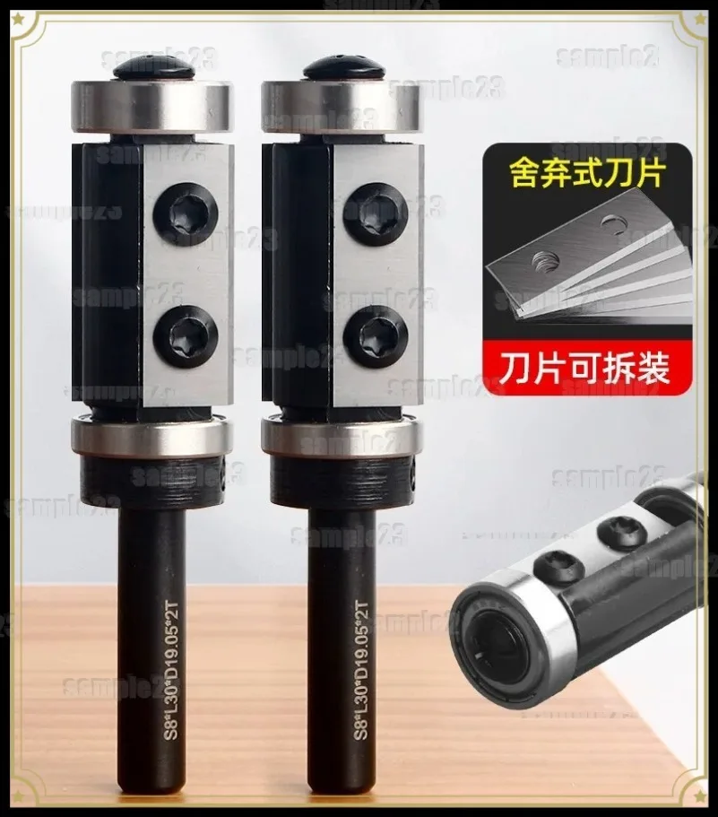 Solid Carbide Insert Flush Trim Router Bit Double Bearing 6.35‑12.7mm Shank for Trimmer CNC Replaceable Knives Woodworking Tool