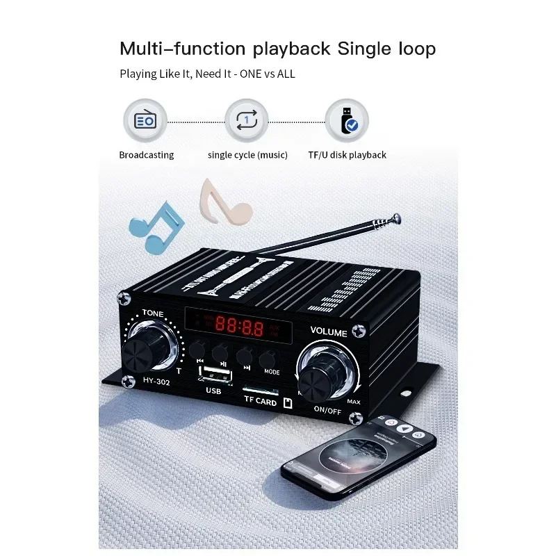 Amplificateur Bluetooth numérique pour la maison et la voiture, haut-parleur son HIFI, mini amplificateur audio FM Rrcsec, médailles de classe AB, 2 canaux, 12V, nouveau, 2024