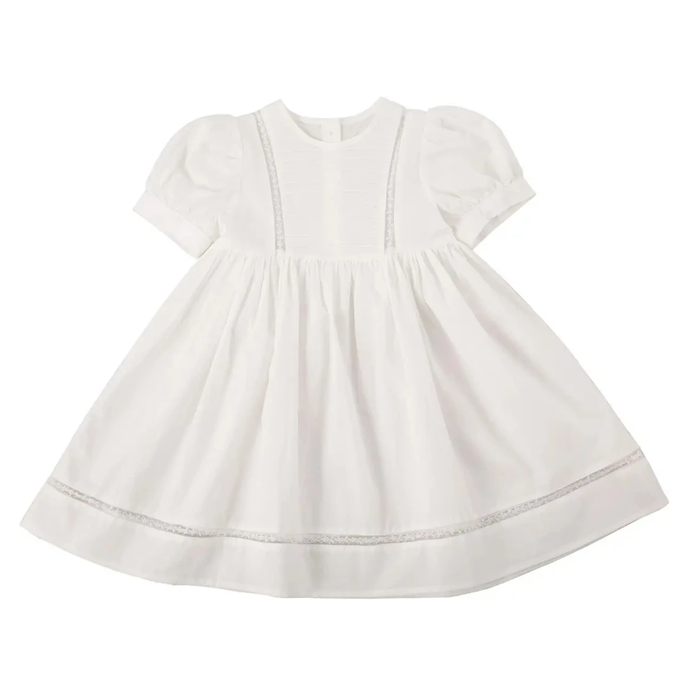 Toddler Baby Summer White Princess Dress Children Short Puff Sleeve Cotton Casual Dresses for Girls Daily Outfits Clothing 6 7 8