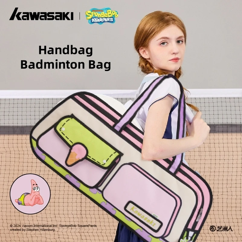 Kawasaki x SpongeBob co-branded Sport Badminton Bag Handbag Large Capacity Multifunctional Gym Bag K3G08-C8263&K3G07-C8163