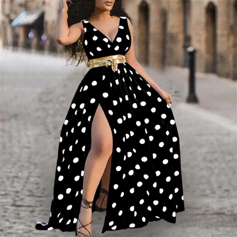 Vestido estampado ligero con cuello en V, maxivestido elegante con detalle de cordones para fiestas de cóctel de graduación, corte ajustado, línea A