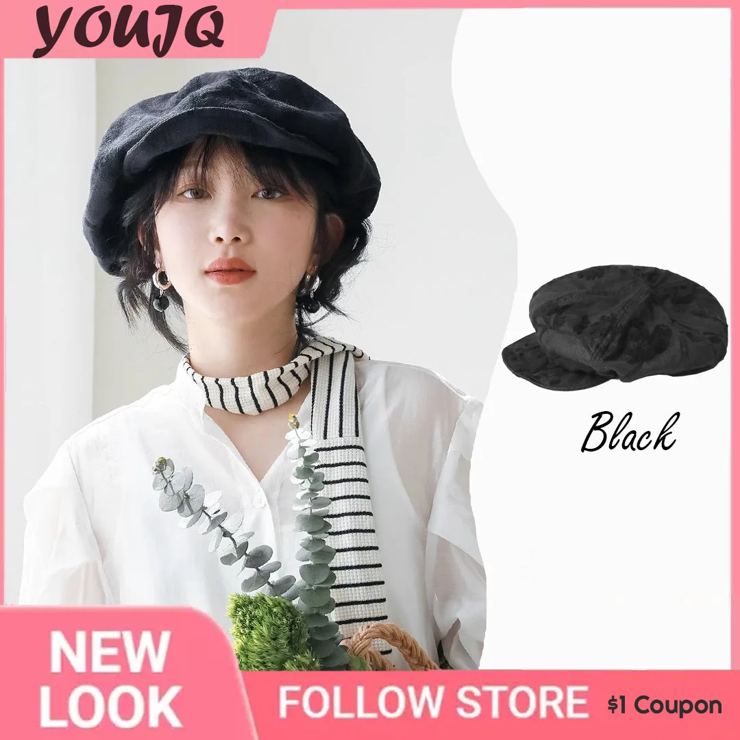 Japanese Style Linen Large Version Cloud Octagon Caps for Men Women Four Seasons Retro-matching Beret Artist Hat Sombrero Hombre