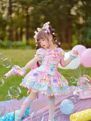 Abito da ballo Lolita senza schienale estivo vestito da ragazza per bambini Princess Stripe Birthday Party abbigliamento per bambini Bow Performance Multicolor